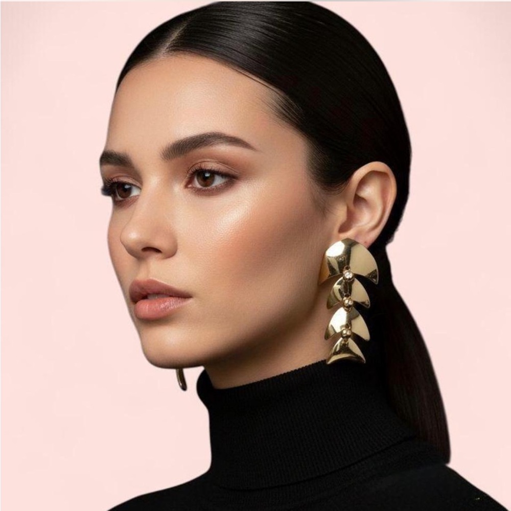 Flash SALE! Anthropologie Gold Crescent Statement Earrings